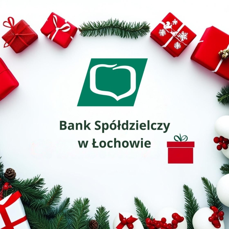 logo banku na tle prezentów