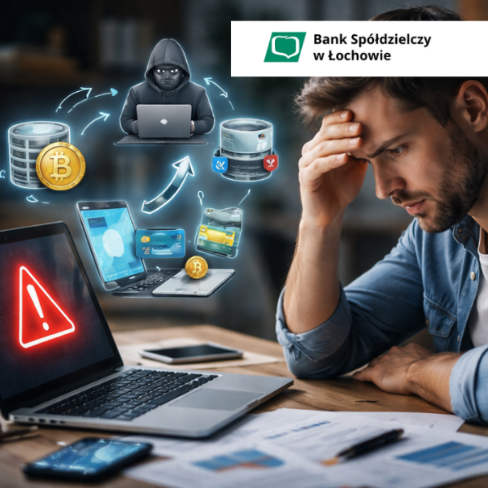 osoba przy komputerze zmartwiona oszustwem na fałszywe inwestycje