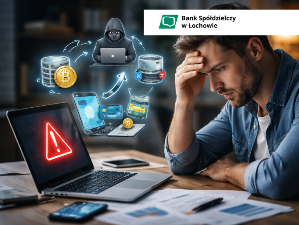 osoba przy komputerze zmartwiona oszustwem na fałszywe inwestycje